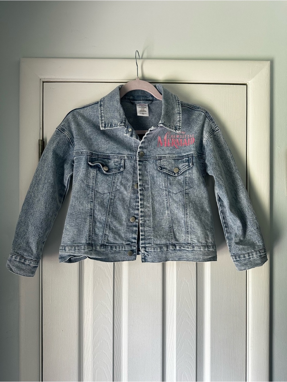 Disney Girls Little Mermaid Light Wash Denim Jacket